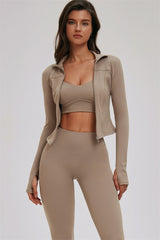 The Kinetic Zip Jacket Cross Back Sports Bra Leggings 3-Piece Set