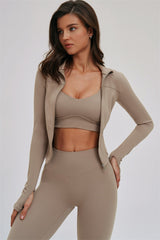 The Kinetic Zip Jacket Cross Back Sports Bra Leggings 3-Piece Set