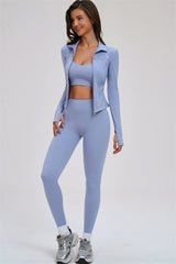 The Kinetic Zip Jacket Cross Back Sports Bra Leggings 3-Piece Set