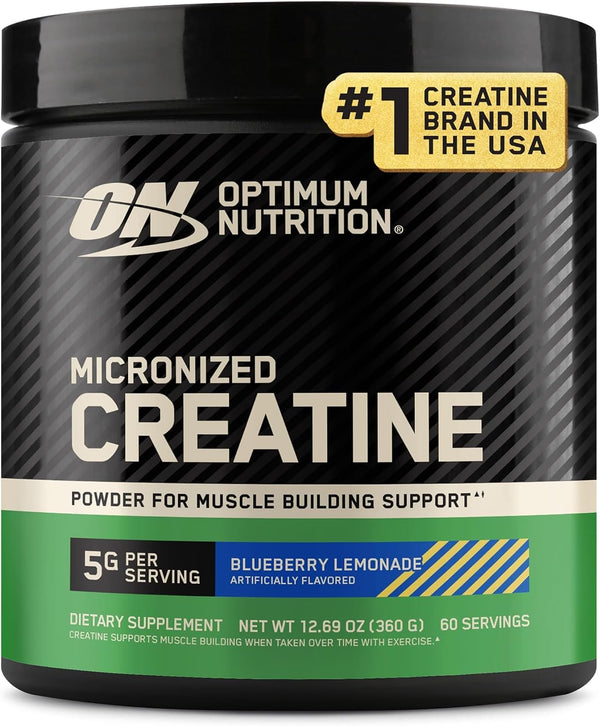 Optimum Nutrition Micronized Creatine Monohydrate Powder, Blueberry Lemonade, 60 Servings