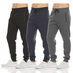PURE CHAMP Mens Sweatpants 3 Pack Fleece Active Athletic Workout Jogger Sweatpants for Men with Zipper Pocket Size S-3XL