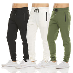 PURE CHAMP Mens Sweatpants 3 Pack Fleece Active Athletic Workout Jogger Sweatpants for Men with Zipper Pocket Size S-3XL