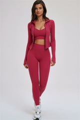 The Kinetic Zip Jacket Cross Back Sports Bra Leggings 3-Piece Set