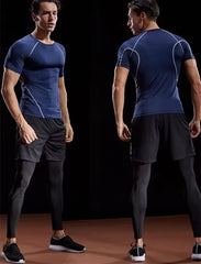 Men's Compression T-Shirt Summer Sportswear Running T shirt Elastic Quick Dry Sport Tops Tee Athletic Gym Workout T Shirts Men